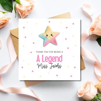 Star Legend Thank You Teacher Card, Key Worker Appreciation End Of Term Gift, 2 of 3