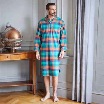Men's 'Acorn Squash' Check Brushed Cotton Nightshirt, 2 of 3
