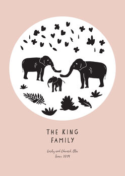 Personalised Elephant Family Art Print, 4 of 6