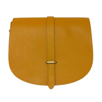 Leather Saddle Bag Loop Closure Crossbody Sam In Yellow, 7 of 8