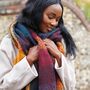 Burgundy, Navy And Mustard Winter Scarf, thumbnail 1 of 12