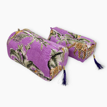 Giraffe Print Cotton Small Make Up Bag With Waterproof Lining, 2 of 2