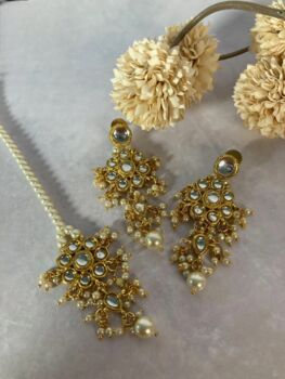 Long Necklace Kundan And Pearl Set, 4 of 6
