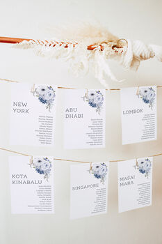 Wedding Seating Plan Cards Winter Blue Florals, 5 of 7