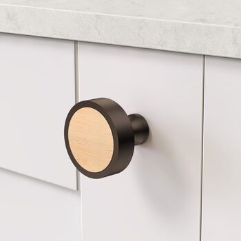 Bronze Cabinet Knobs With Wood Inserts For Cabinet Knobs For Cupboard Doors And Drawers. Solid Brass, 4 of 7