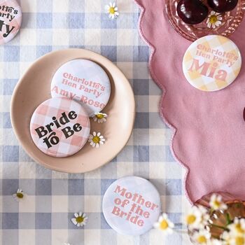 Cute Gingham Personalised Hen Party Badges, 3 of 4