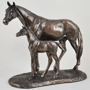 Animal Mare And Foal Horse Bronze Figurine, 3 of 5