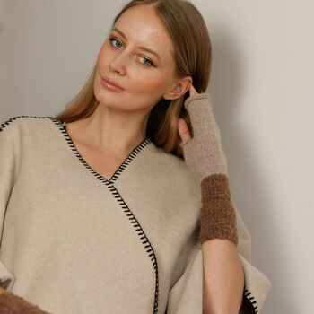 Bouclé Cuff Shimmer Fingerless Gloves – Three Colourways, 9 of 12