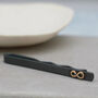 Black And 9ct Gold Tie Clip With Infinity Symbol, thumbnail 5 of 8