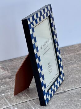 Natalini Blue And White Checkerboard Photo Frame, 3 of 4