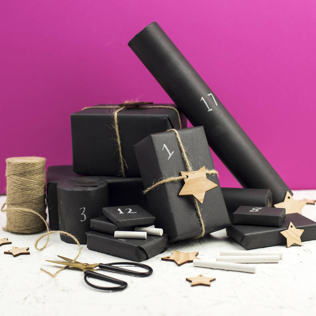 Chalkboard Christmas Advent Calendar Gift Wrap By Newton and the Apple