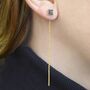 Labradorite Gold Threader Earrings, thumbnail 2 of 4