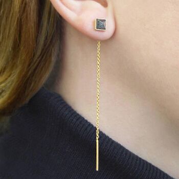 Labradorite Gold Threader Earrings, 2 of 4