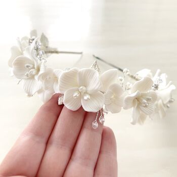 White Porcelain Flower Headpiece, 2 of 8
