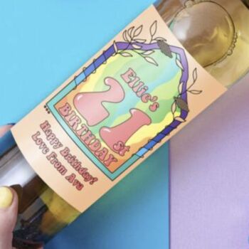 Personalised Groovy Rainbow Birthday Wine, 2 of 2