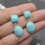 Turquoise Earrings: Silver, December Birthstone, thumbnail 6 of 7