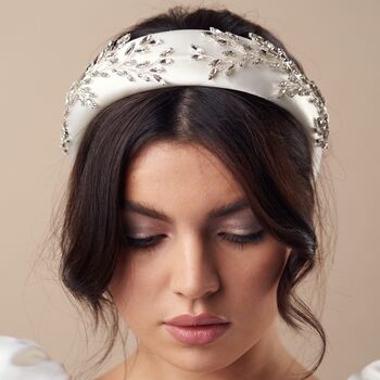 Ivory Padded Headband With Swarovski Crystals Angelica, 2 of 12