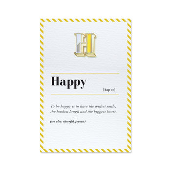 H Is For Happy Pin Badge And Card, 4 of 4