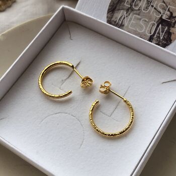 Fine Textured Hoop Earrings, 8 of 10