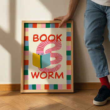 Book Worm Nursery Kids Playroom Print, 4 of 5