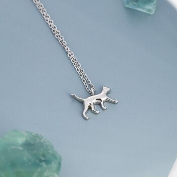 Cat Pendant Necklace In Sterling Silver, 5 of 12