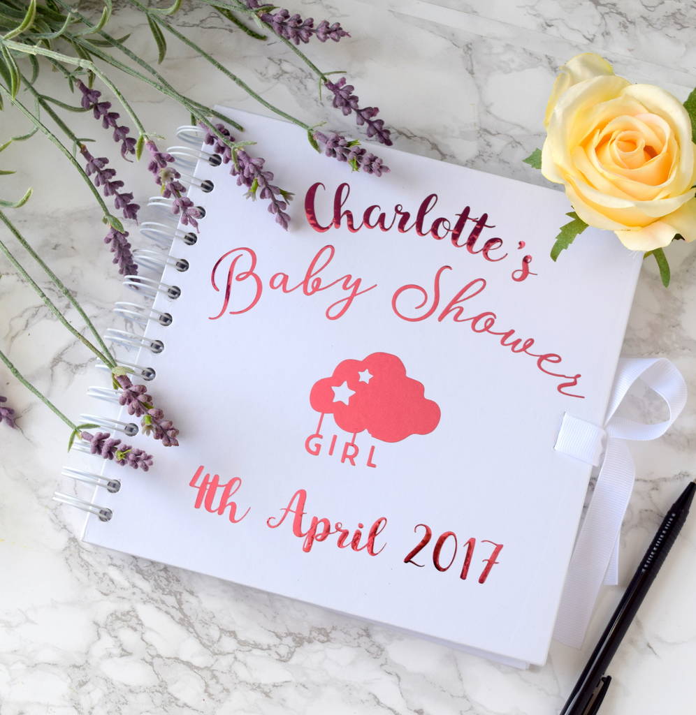 Personalised Girl Or Boy Baby Shower Guest Book, 1 of 2