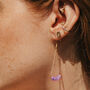 Gold Tone Purple Chalcedony Crystal Earrings, thumbnail 1 of 2
