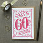 60th Birthday 60th Card Pink Chalk, thumbnail 1 of 2