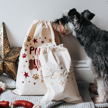 Personalised Glitter Dog Christmas Sack, 9 of 9