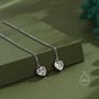 Tiny Cz Heart Threader Earrings In Sterling Silver, thumbnail 1 of 10