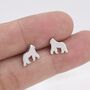 Gorilla Ape Stud Earrings In Sterling Silver, thumbnail 5 of 10