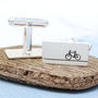 Silver Bike Cufflinks. Gift For Cyclist, thumbnail 4 of 7
