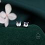 Sterling Silver Moonstone Square Stud Earrings, thumbnail 2 of 10