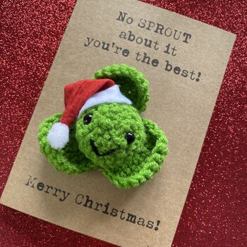 Sprout Funny Crochet Christmas Card Handmade, 4 of 6