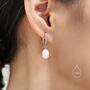 Sterling Silver Oval Pearl Oval Hoop Earrings, thumbnail 2 of 10