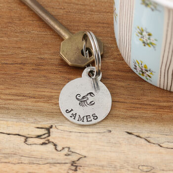 Personalised Zodiac Star Sign Pewter Keyring Birthday Gift, 3 of 9