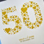 Personalised Love Hearts Gold 50th Anniversary Card, thumbnail 4 of 5