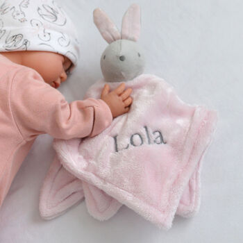 Personalised Pink Bunny Comforter And Pink Blanket Set, 3 of 8