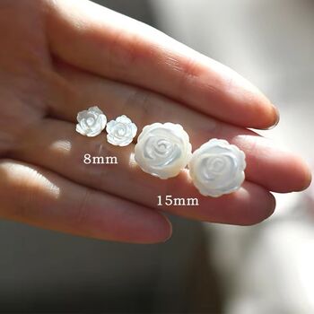 Zendaya Roses White Ivory Pearl Flower Gift Earrings, 5 of 7