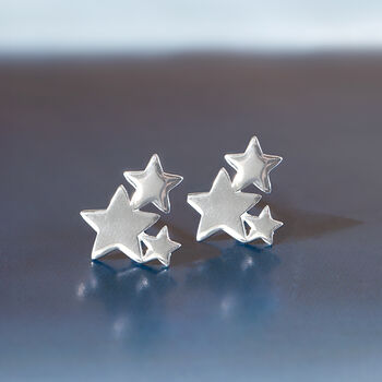 Sterling Silver Shooting Stars Stud Earrings, 3 of 8