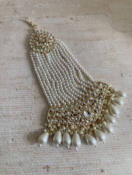 Kundan Gold Plated Pearl Passa/Jhumar, 4 of 5