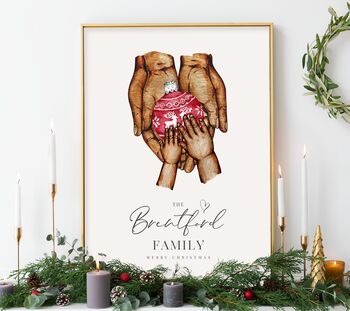 Personalised Christmas Family Of Four Print, 3 of 6