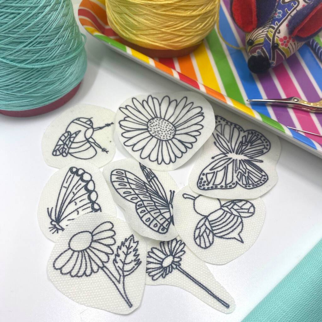 Butterflies And Bees Stick And Sew Embroidery Stickers, 1 of 7