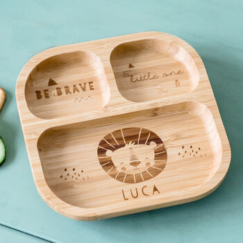 Personalised Lion Bamboo Suction Plate And Spoon, 2 of 7