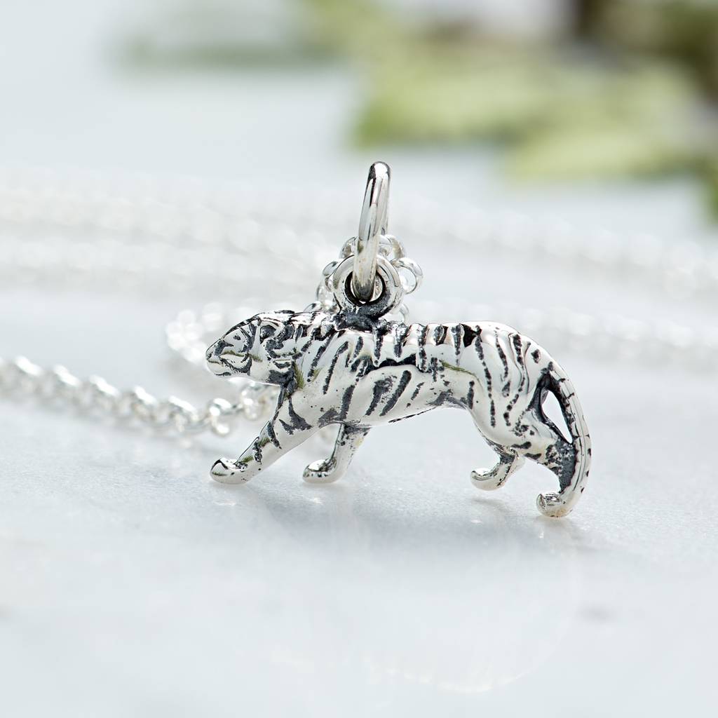 Personalised Sterling Silver Tiger Charm Necklace By Lily Charmed |  notonthehighstreet.com