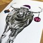 Water Buffalo With Baubles Christmas Greetings Card, thumbnail 4 of 4