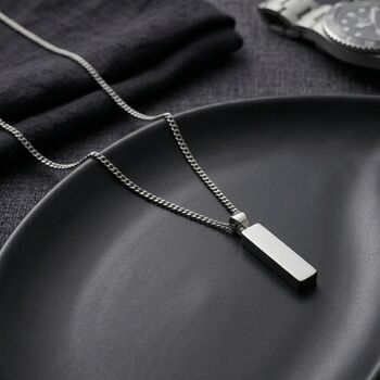 Cuban Link Vertical Bar Silver Chain, 2 of 9