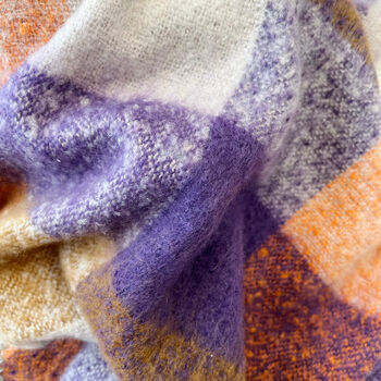 Chunky Triangular Orange And Lilac Knit Scarf, 5 of 9