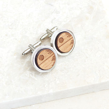 Personalised Wooden Death Star Cufflinks, 2 of 2