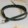 Black Pu Skinny Belt With Heart Holes, thumbnail 2 of 6
